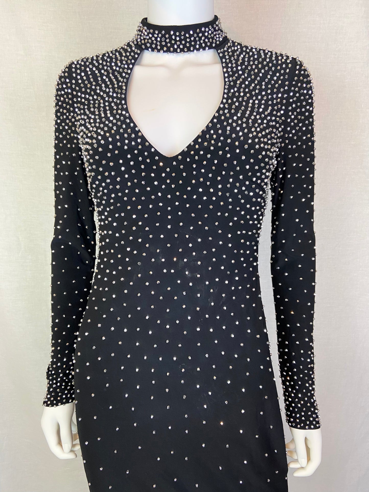 Studded Black Silver Goth Dress M ABBY ESSIE STUDIOS