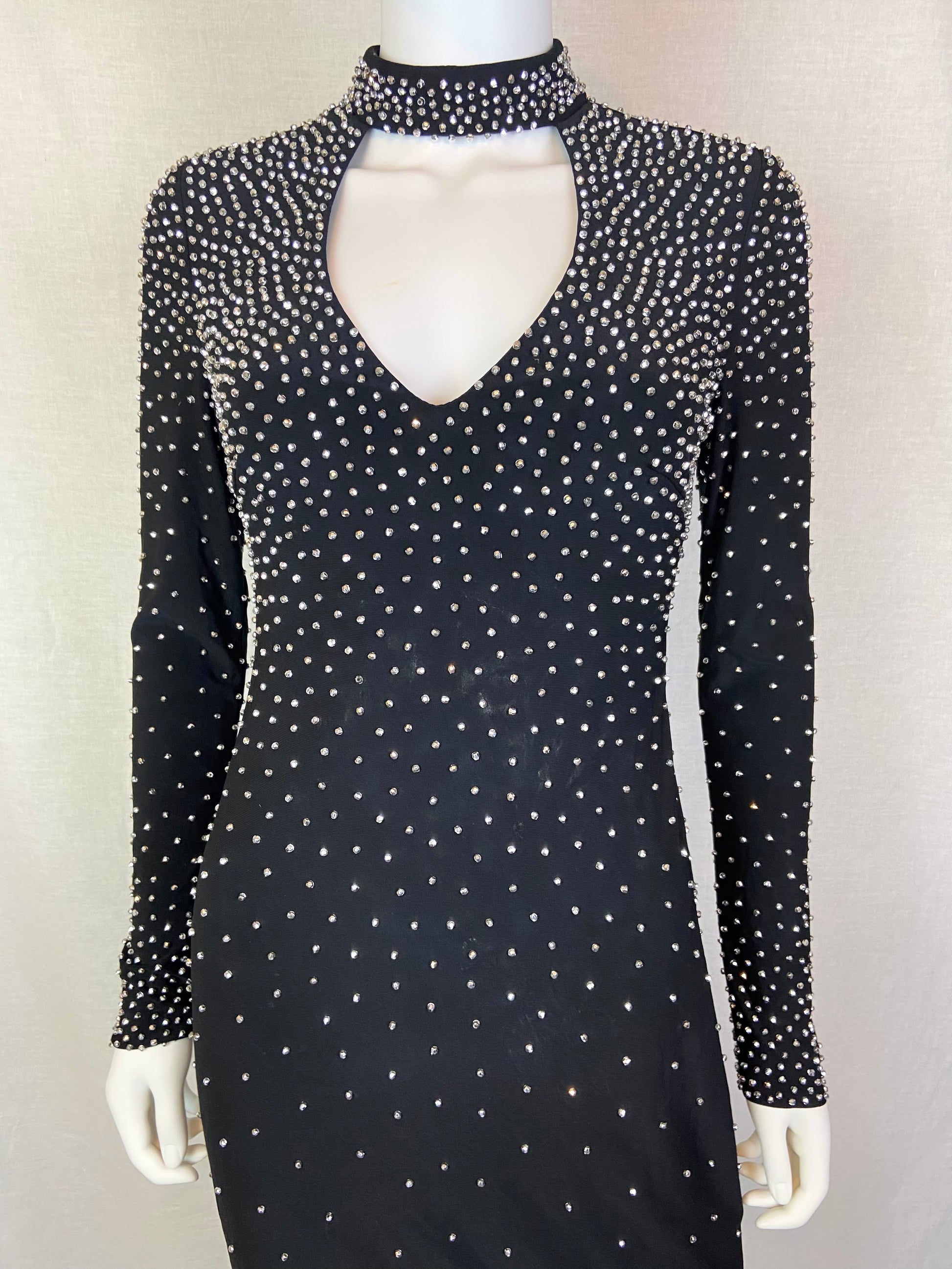 Studded Black Silver Goth Dress M ABBY ESSIE STUDIOS