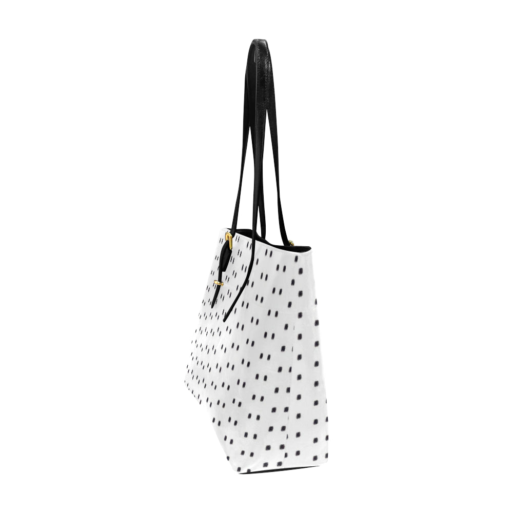 Polka Stripe Classic Leather Tote Bag e-joyer