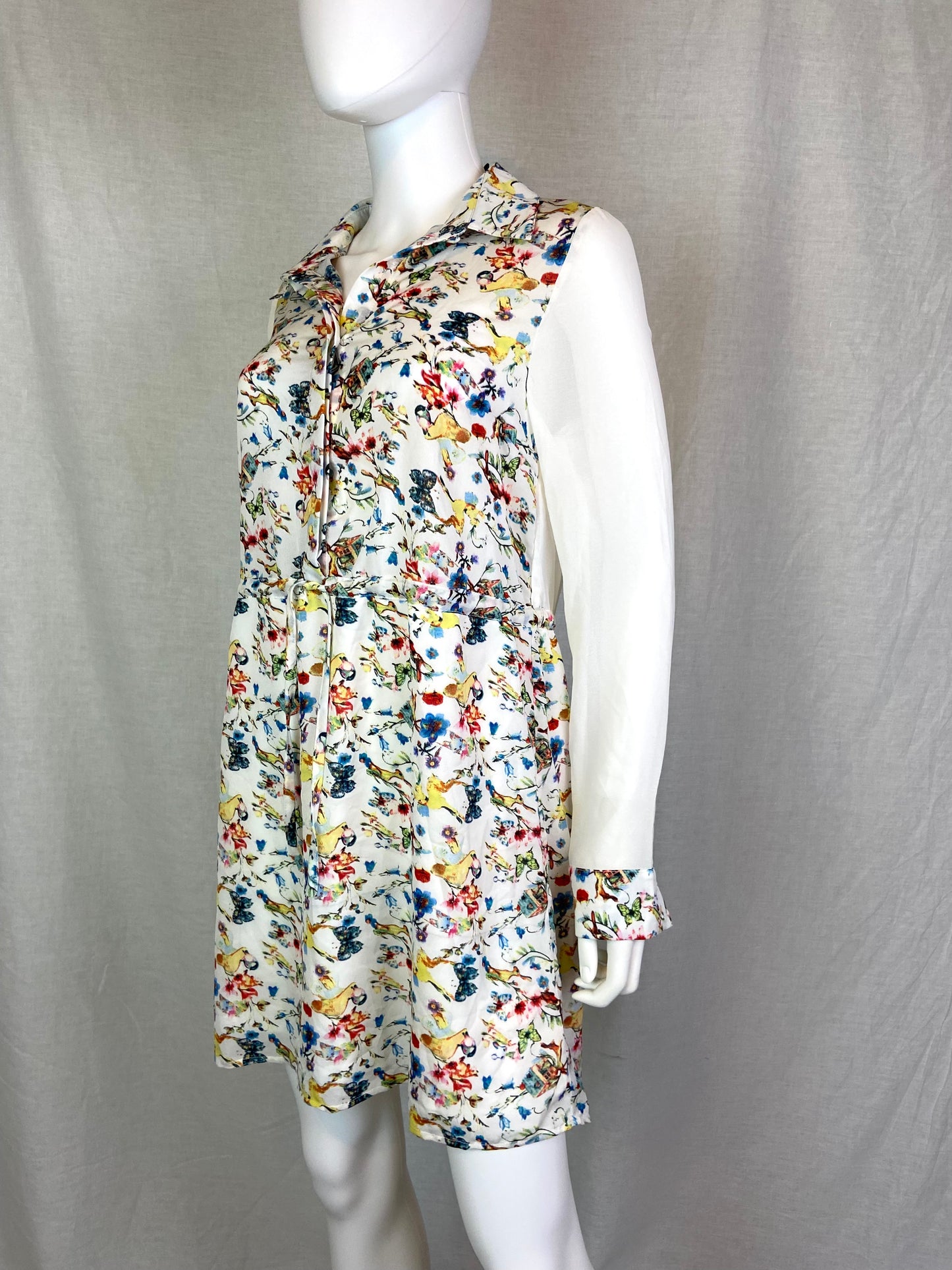 NEW ANNE SMITH Floral Beige Sheer Dress 10 M