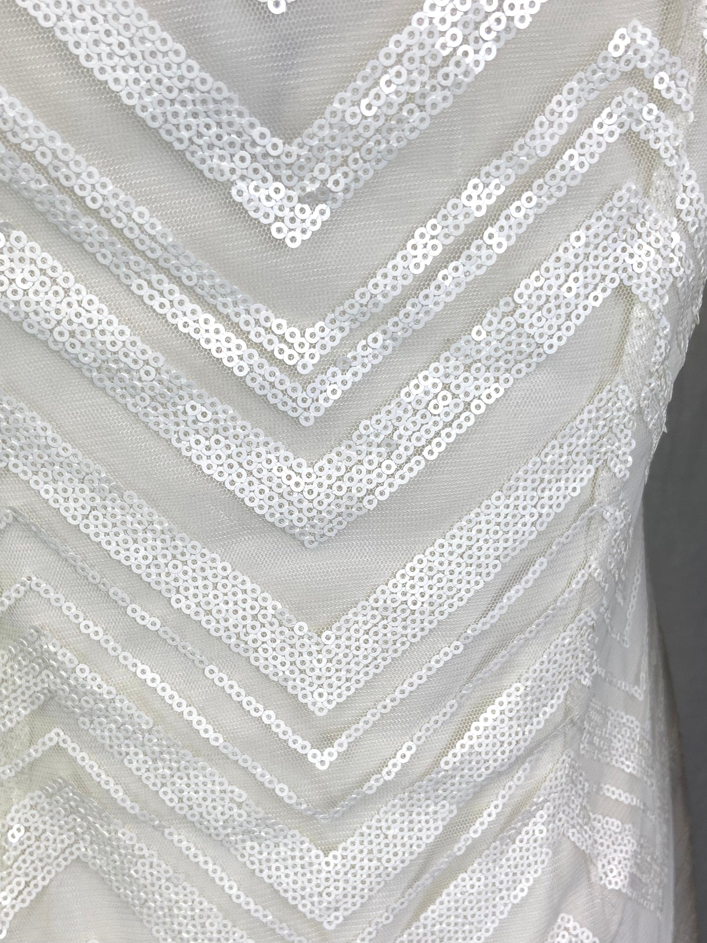 White House Black Market White Sequin Shift Dress Small
