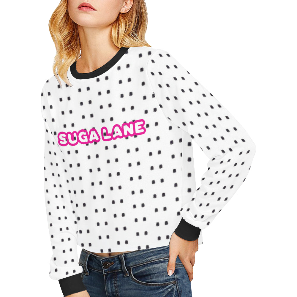 Polka Stripe Cropped Sweatshirt [Pink Logo] e-joyer
