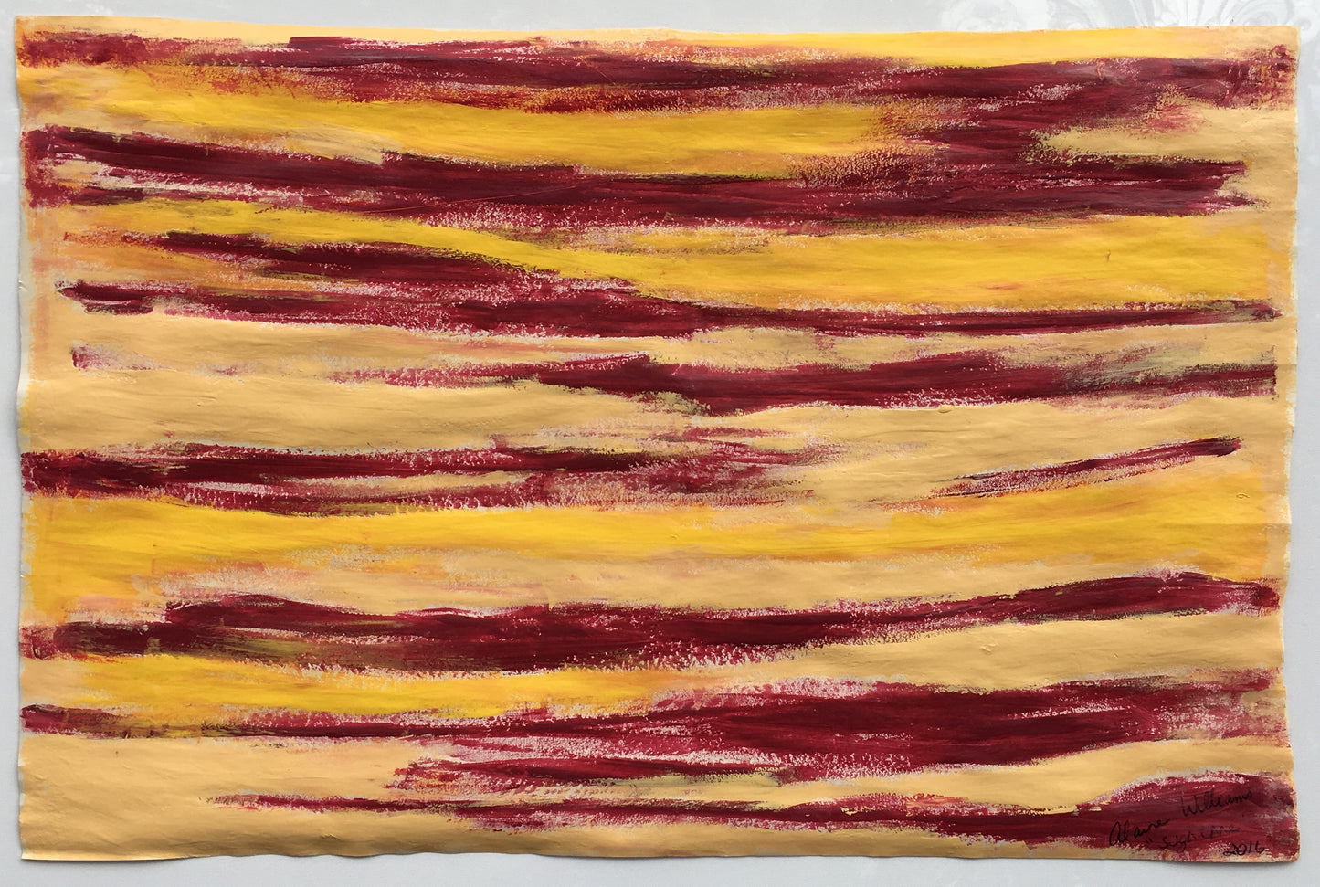 [SOLD] Abstract Red & Yellow Streak Painting on Paper