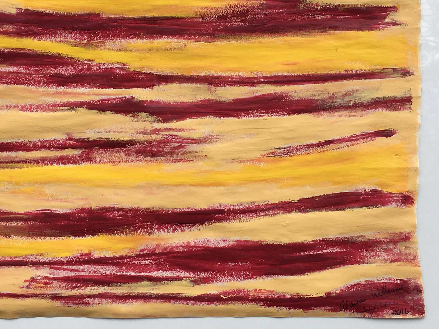 [SOLD] Abstract Red & Yellow Streak Painting on Paper