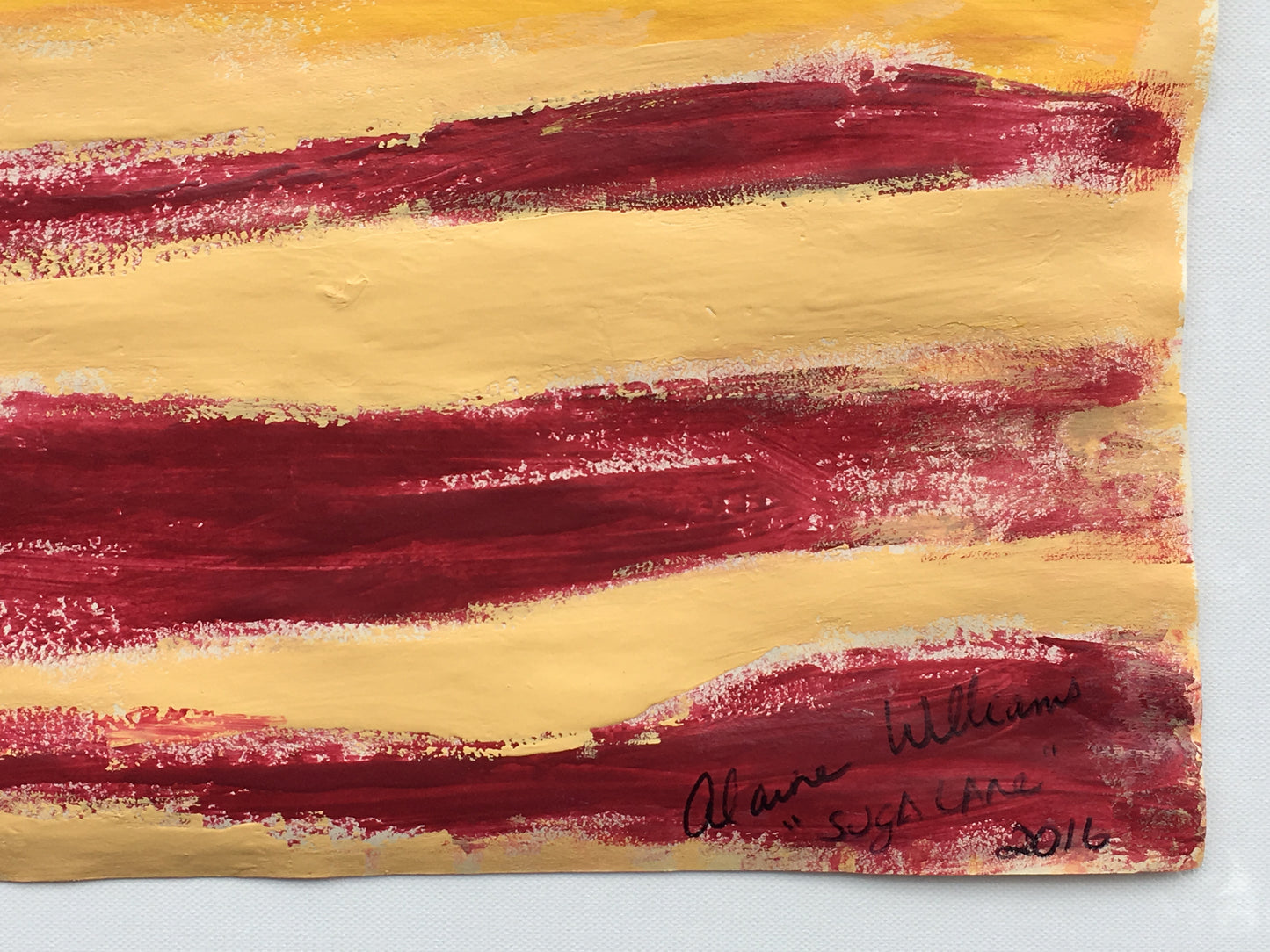 [SOLD] Abstract Red & Yellow Streak Painting on Paper