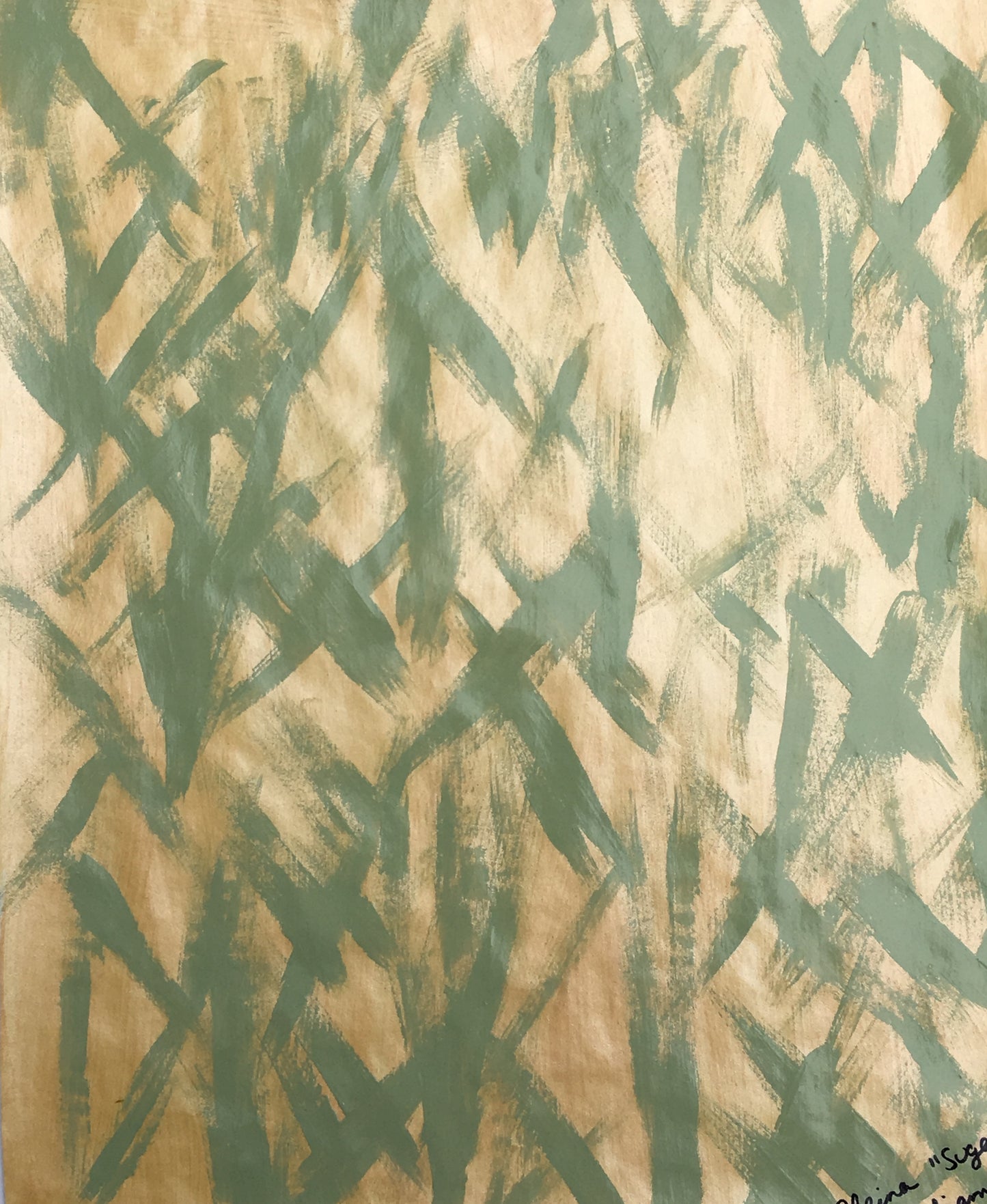 [SOLD] "The Many" Abstract Painting on Vintage Paper from Series "Fragile Existence" by Suga Lane