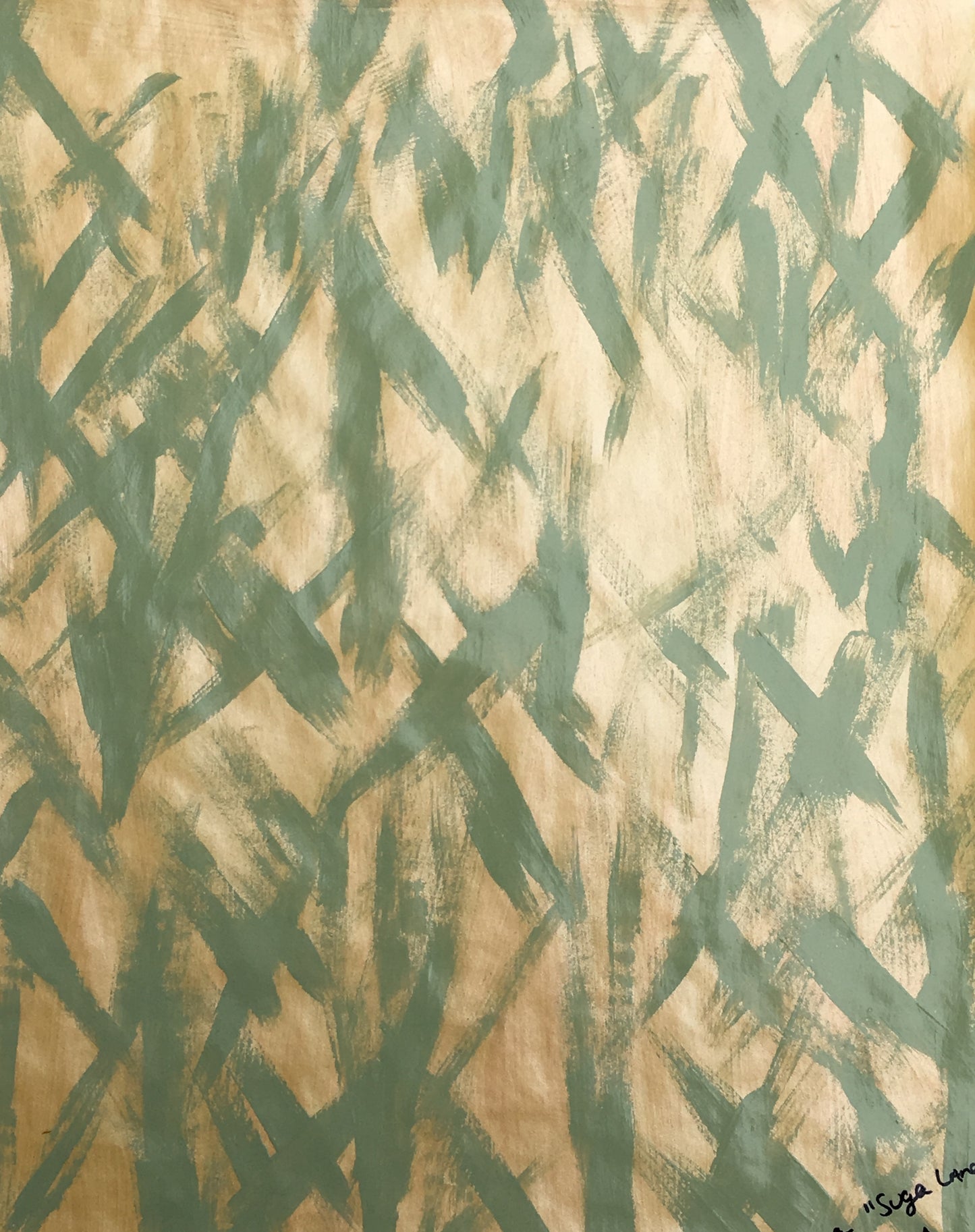[SOLD] "The Many" Abstract Painting on Vintage Paper from Series "Fragile Existence" by Suga Lane