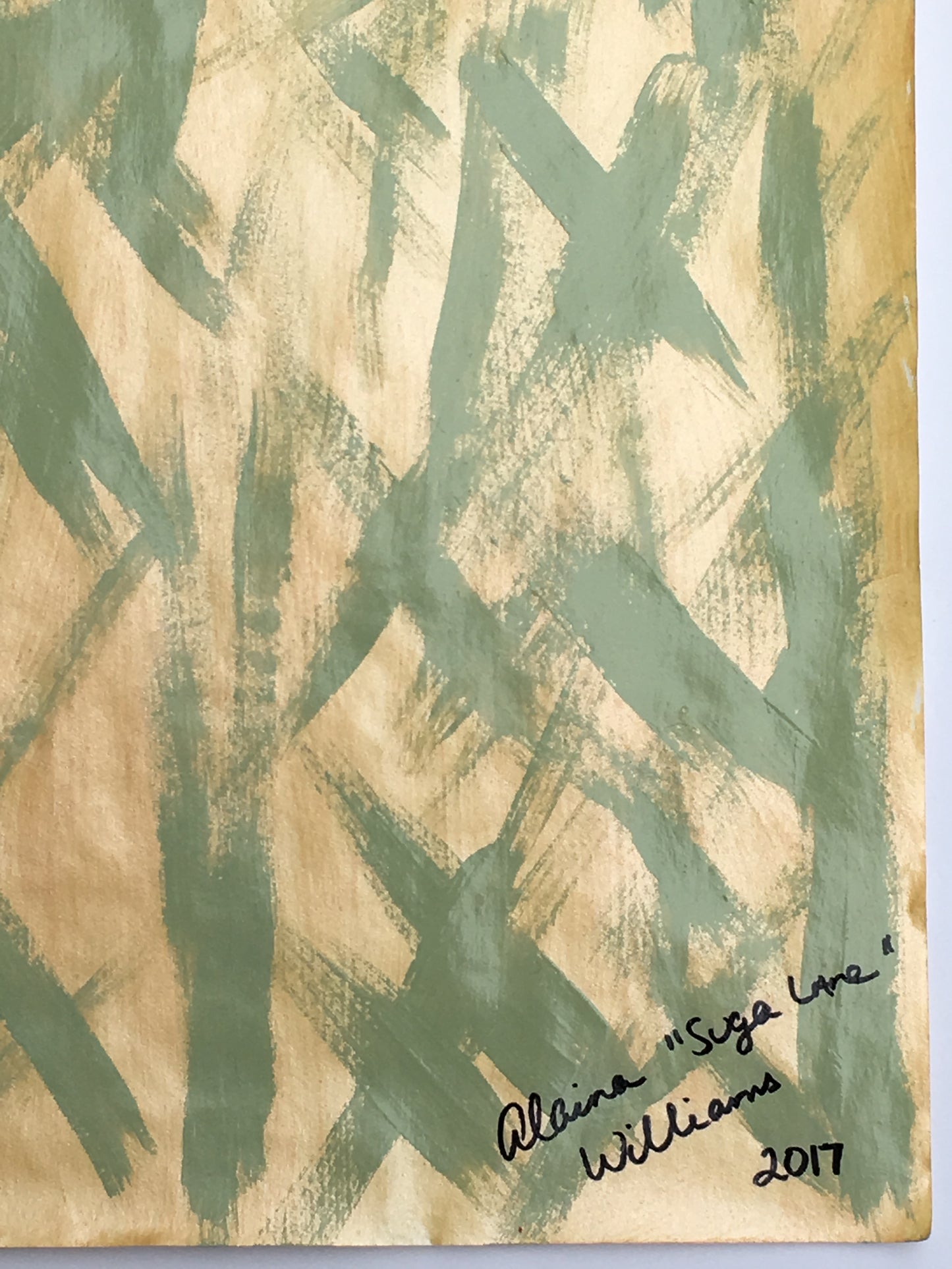 [SOLD] "The Many" Abstract Painting on Vintage Paper from Series "Fragile Existence" by Suga Lane