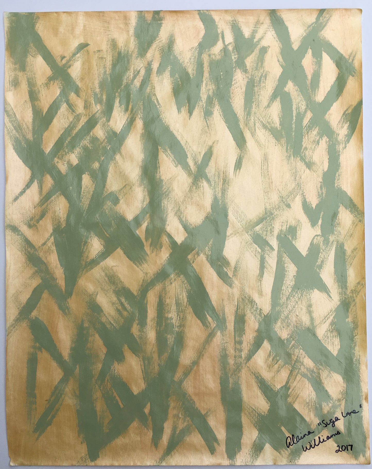 [SOLD] "The Many" Abstract Painting on Vintage Paper from Series "Fragile Existence" by Suga Lane