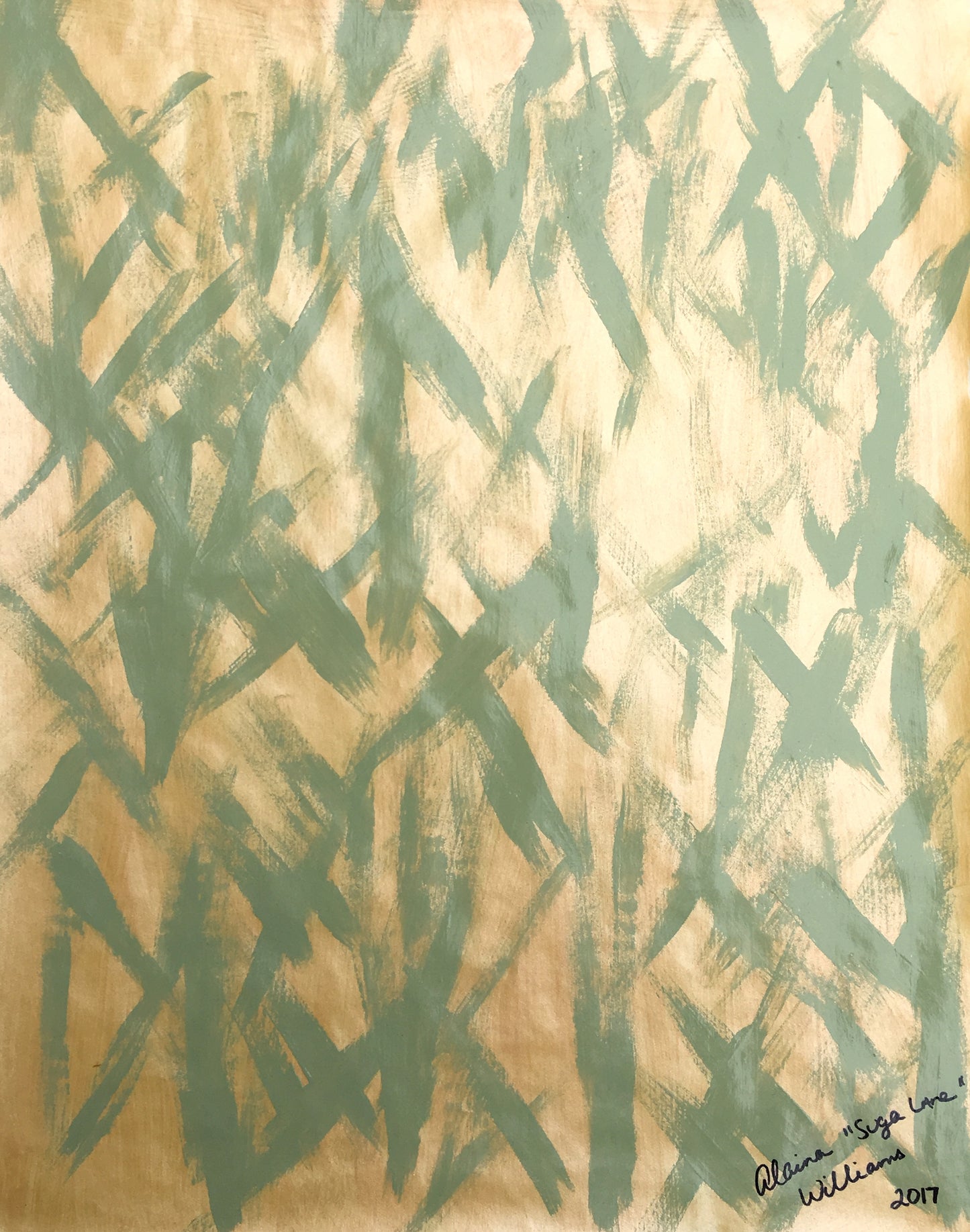 [SOLD] "The Many" Abstract Painting on Vintage Paper from Series "Fragile Existence" by Suga Lane