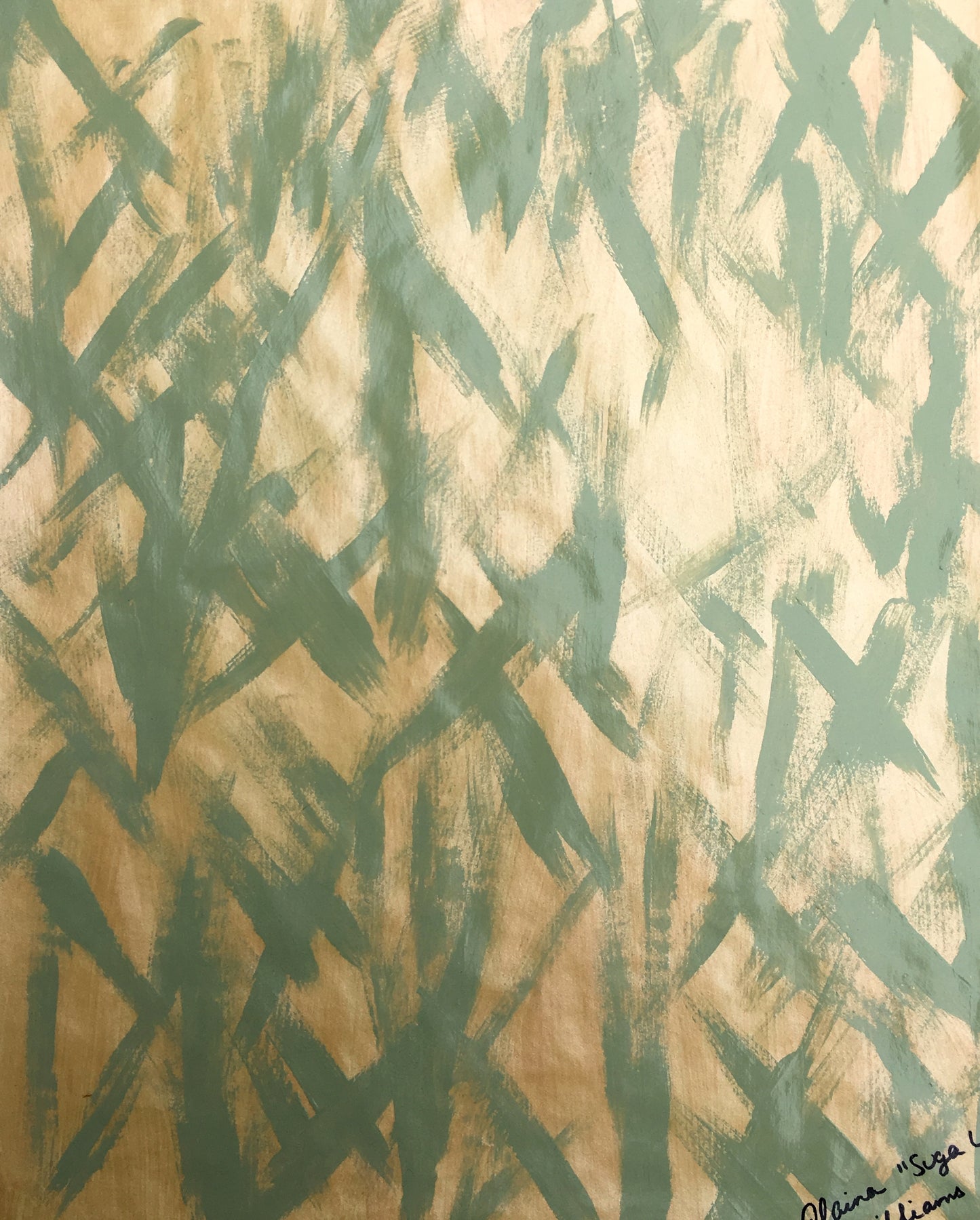 [SOLD] "The Many" Abstract Painting on Vintage Paper from Series "Fragile Existence" by Suga Lane