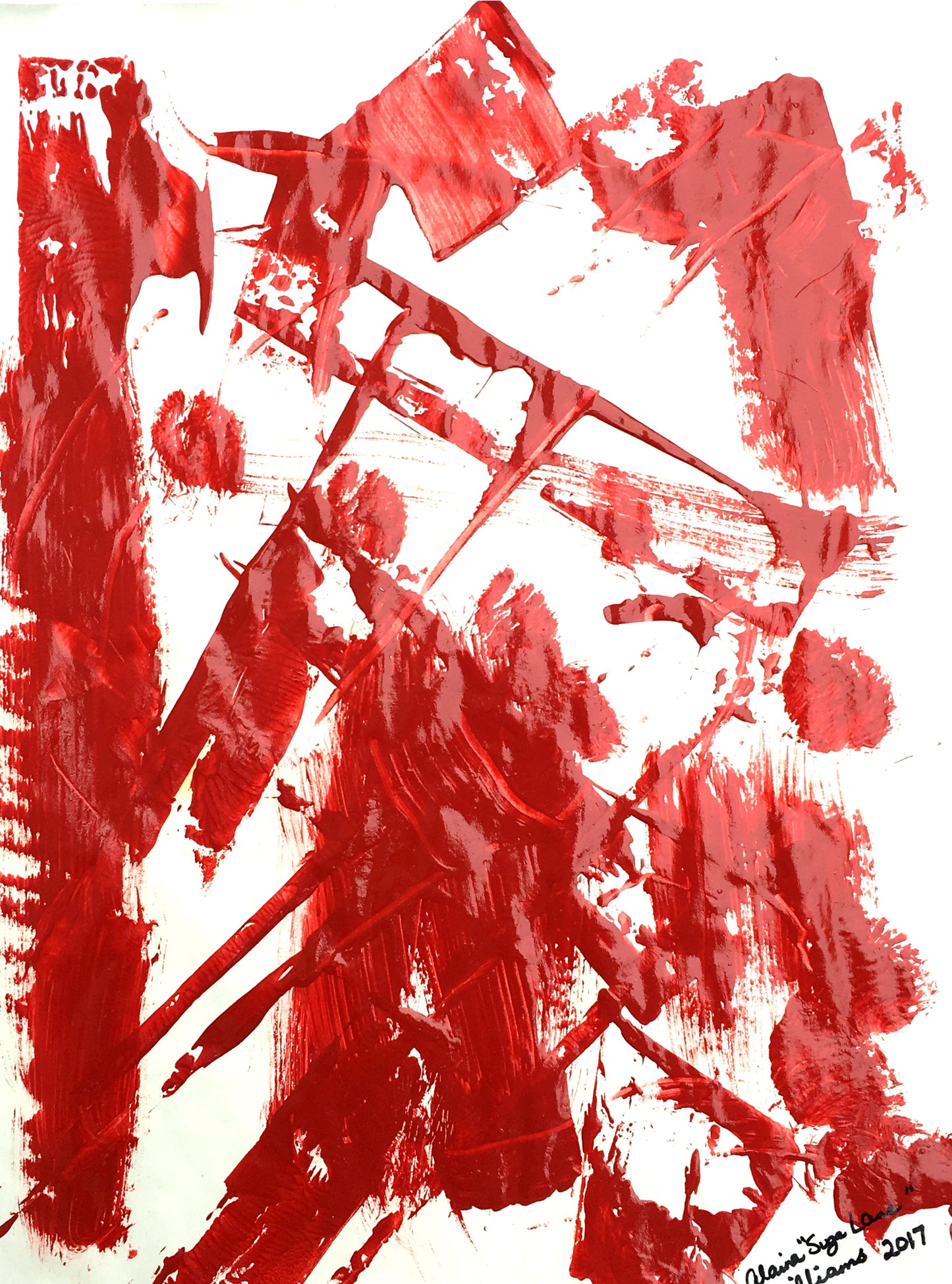 [SOLD] "Fight" Painting on Paper From Series "Fragile Existence" Suga Lane