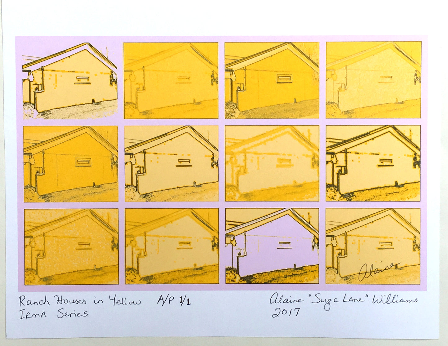 [SOLD] Suga Lane "Ranch Houses" in Yellow Artist's Proof 1/1 from Irma Series
