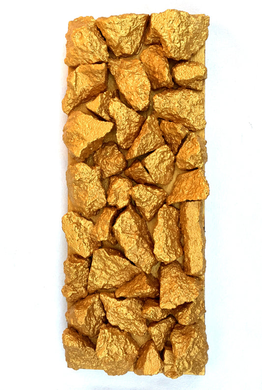 "Gilt Duplicidad"Gold Concrete Rock Sculpture 1/2
