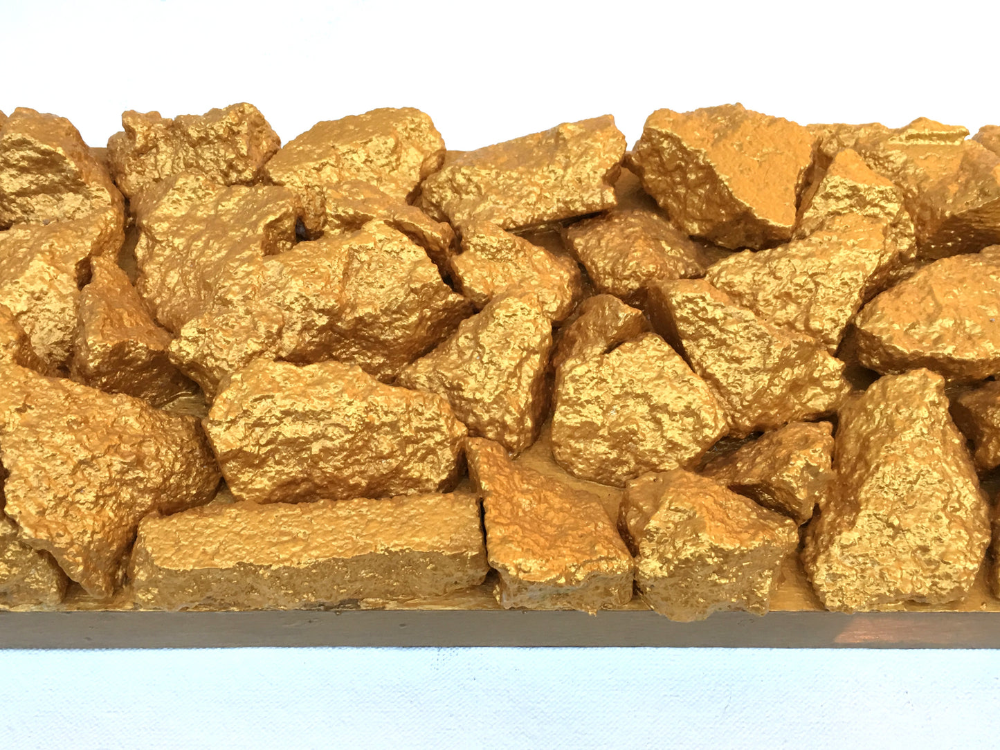 "Gilt Duplicidad"Gold Concrete Rock Sculpture 1/2