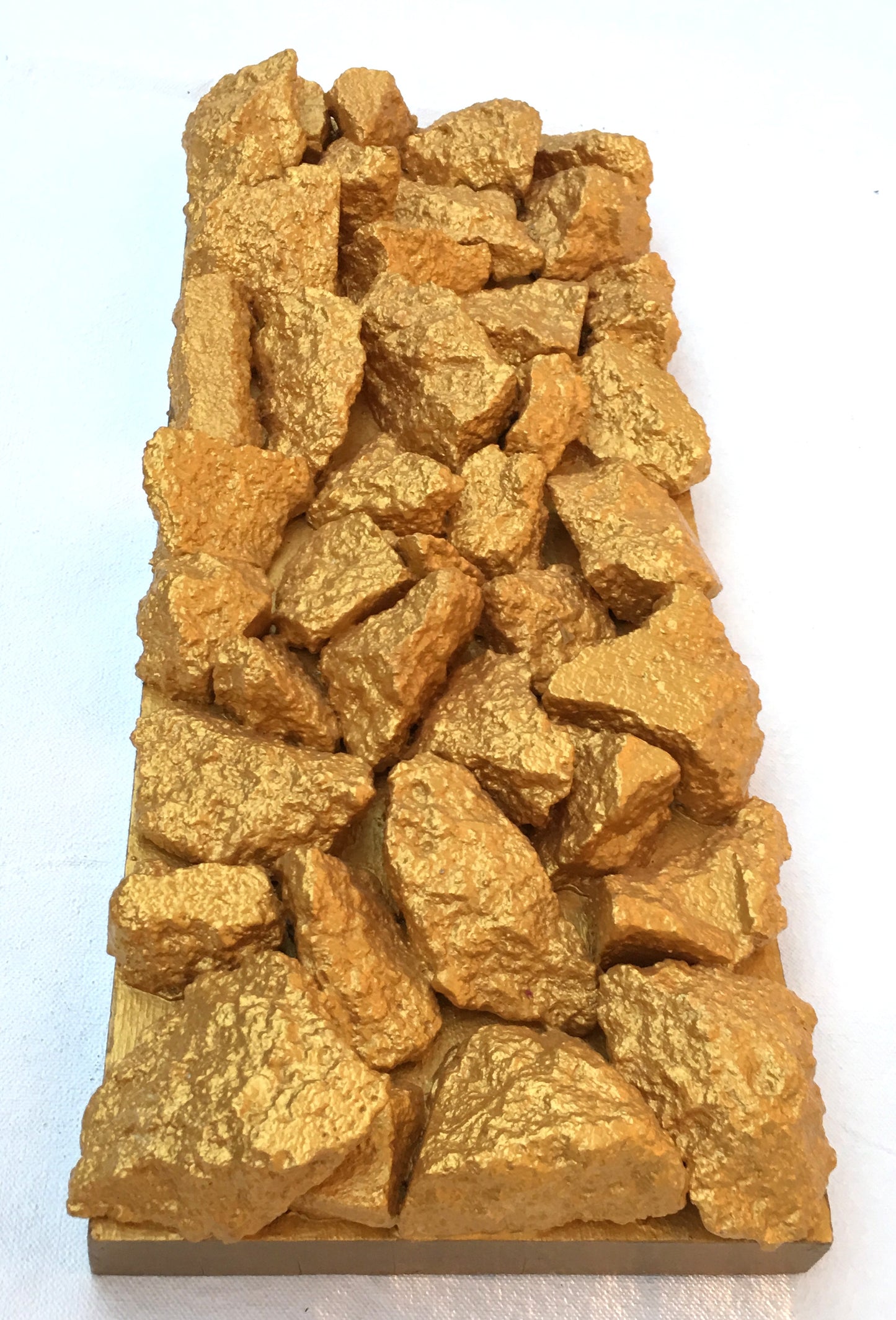 "Gilt Duplicidad"Gold Concrete Rock Sculpture 1/2
