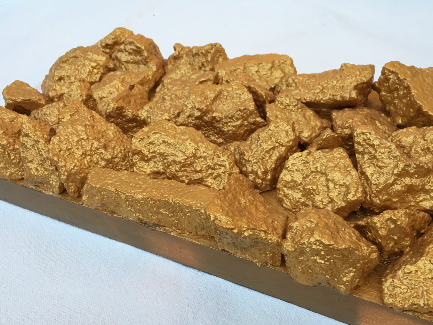 "Gilt Duplicidad"Gold Concrete Rock Sculpture 1/2