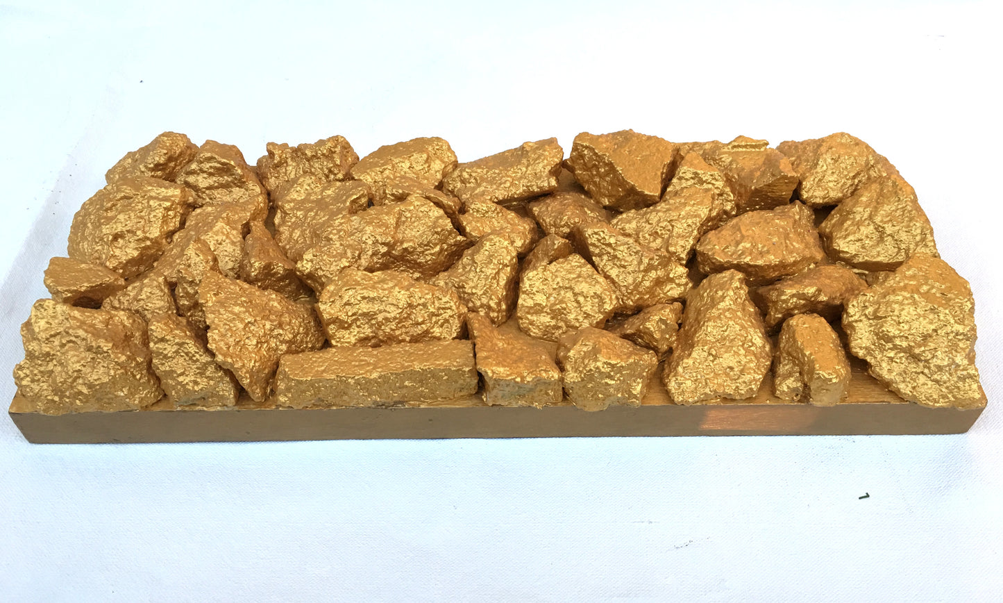 "Gilt Duplicidad"Gold Concrete Rock Sculpture 1/2