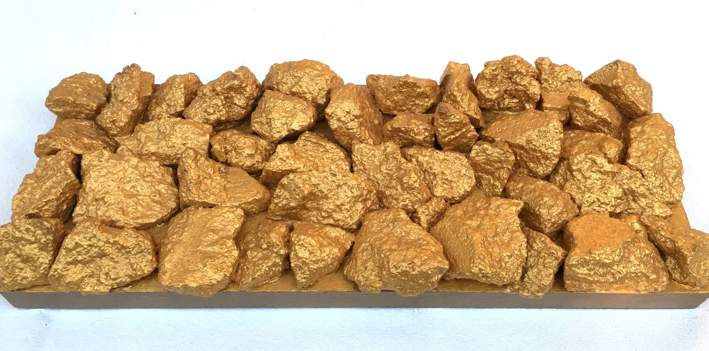 "Gilt Duplicidad" Gold Concrete Rock Sculpture 2/2
