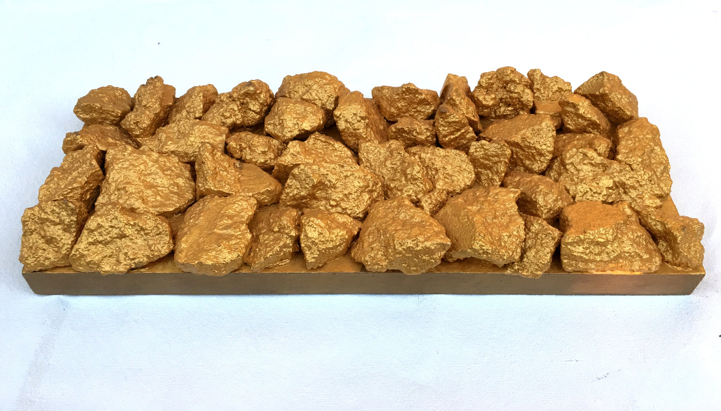 "Gilt Duplicidad" Gold Concrete Rock Sculpture 2/2