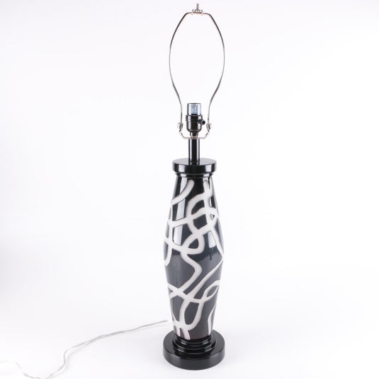 Modern Blue Black & White Abstract Ceramic Lamp ABBY ESSIE STUDIOS