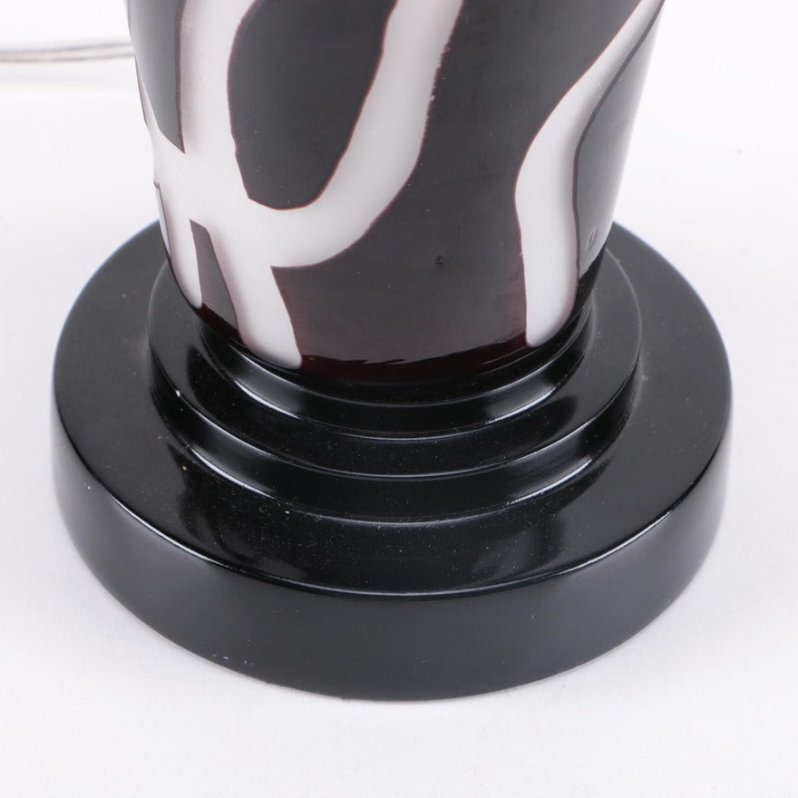 Modern Blue Black & White Abstract Ceramic Lamp ABBY ESSIE STUDIOS