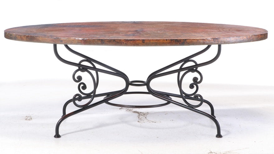 [SOLD] Arhaus Large Copper and Metal Dining Table