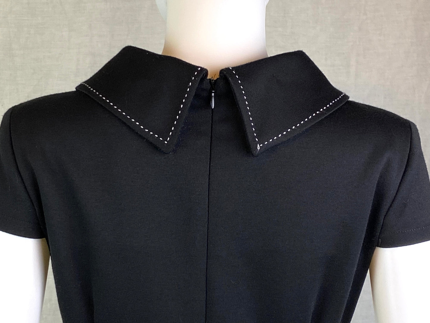 London Times Black Retro 60s Style Wool Sheath Dress ABBY ESSIE STUDIOS