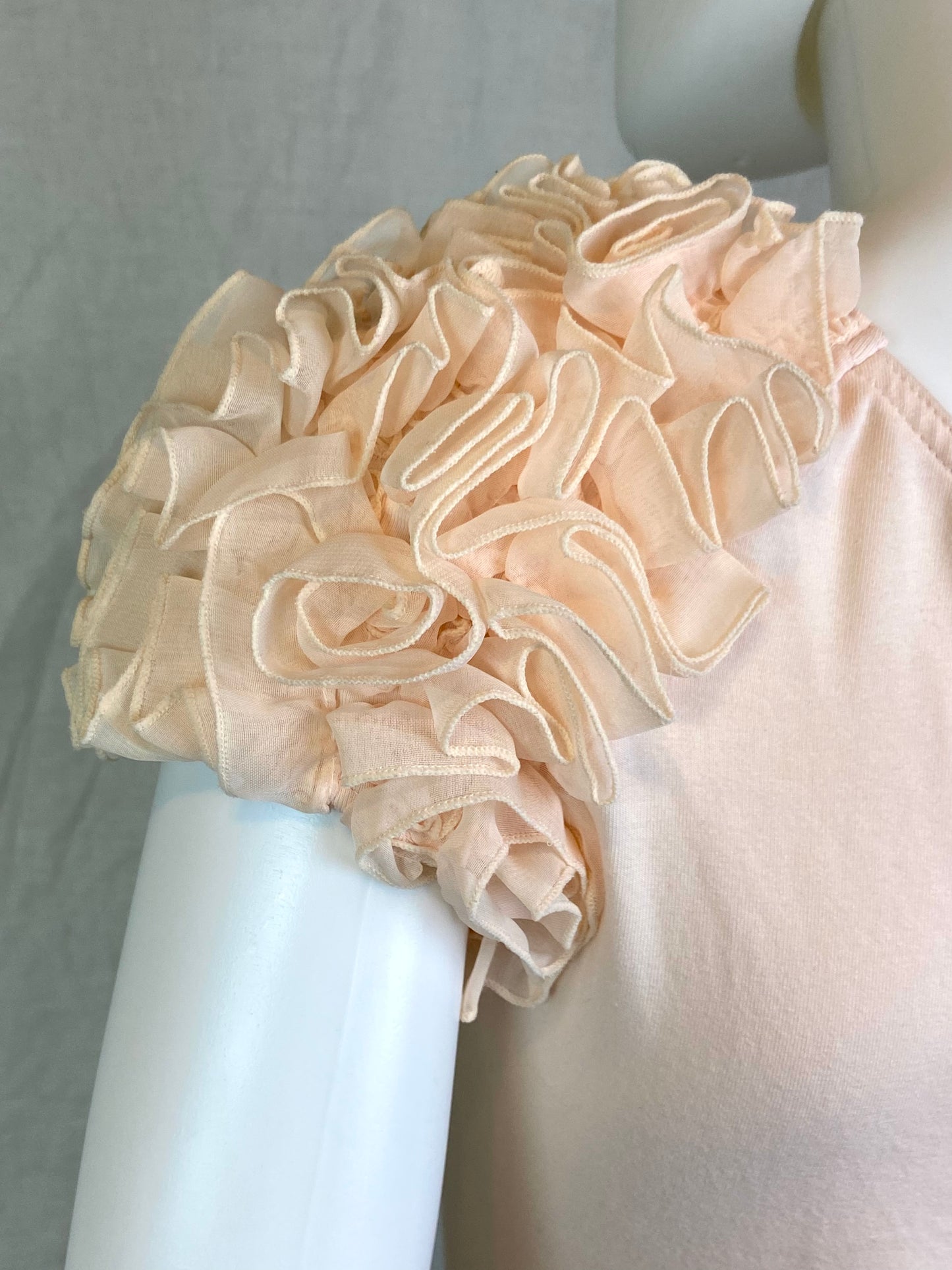 H&M Pink Peach Ruffle Sleeve Tee Dress Small