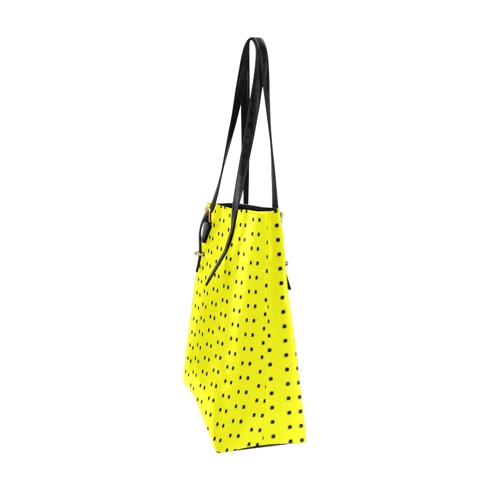 Polka Stripe Classic Leather Tote Bag e-joyer