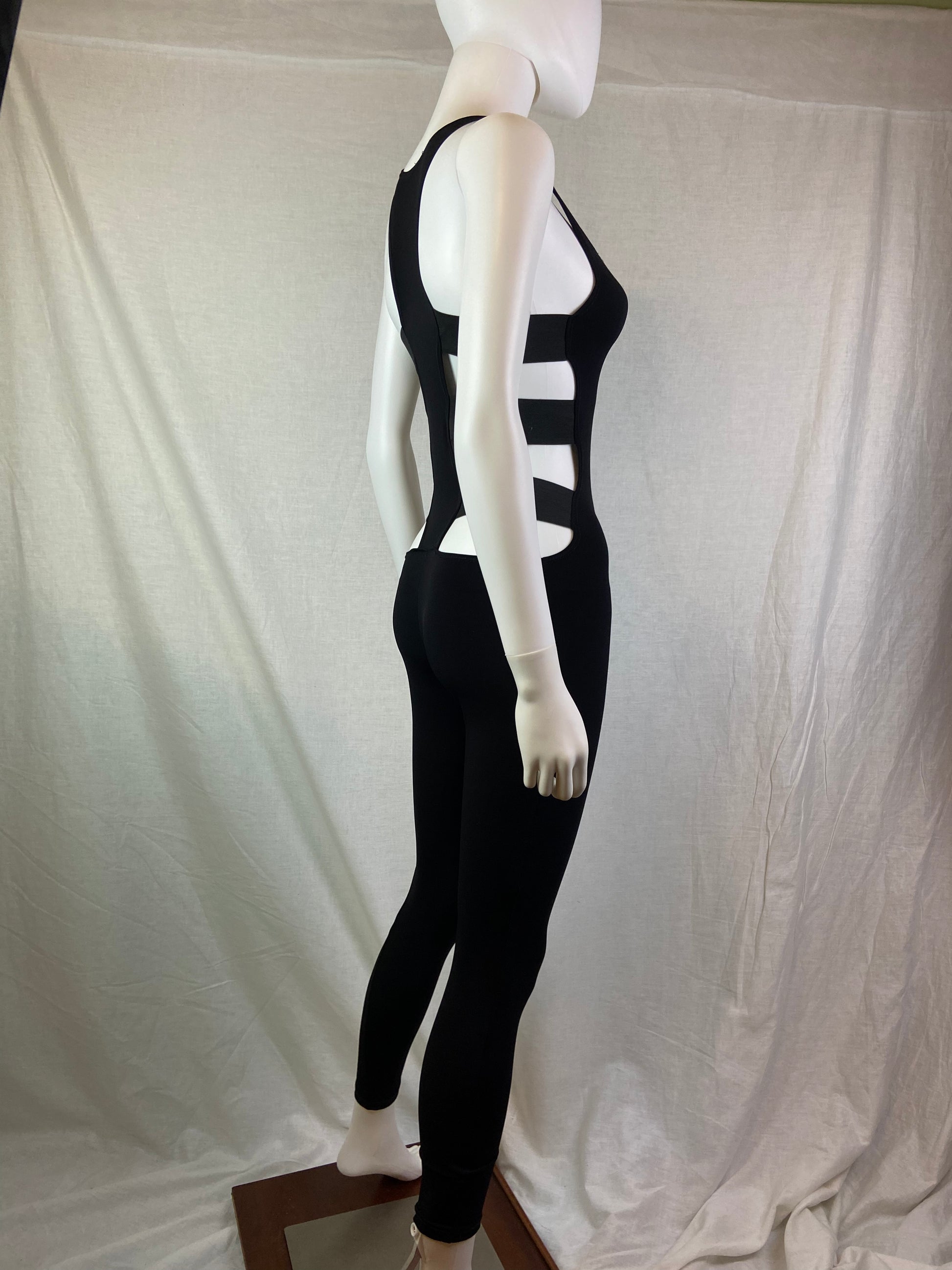 Black Stretch Cutout Back & Sides Jumpsuit ABBY ESSIE STUDIOS