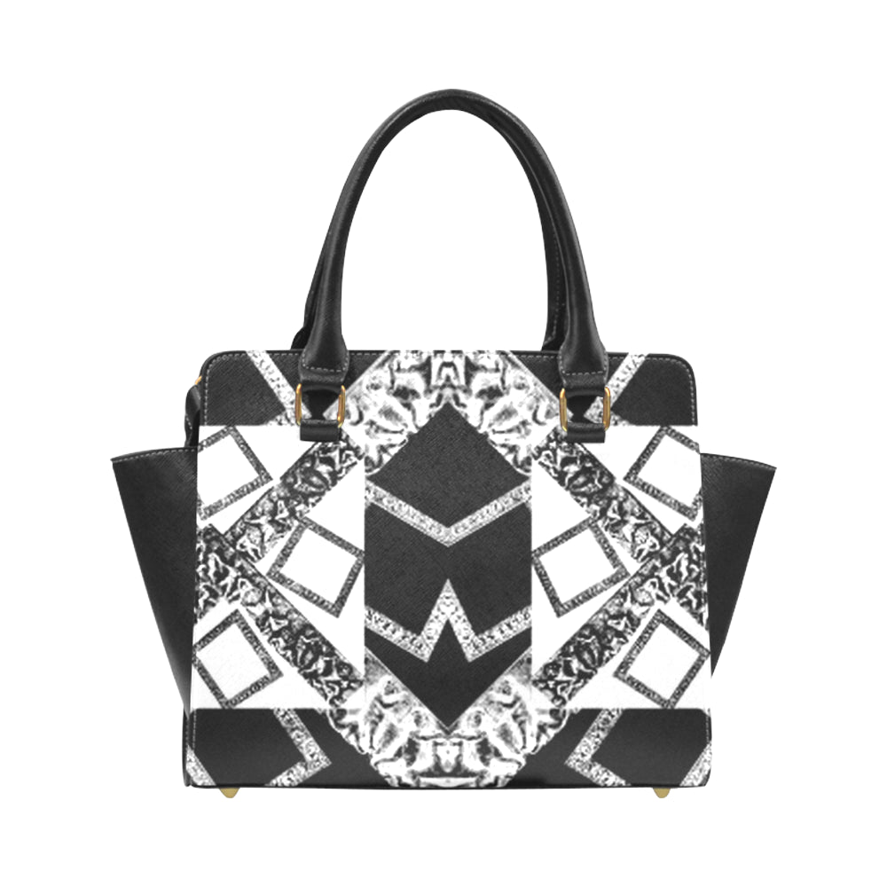 black white premium vip logo 5120x2565 1.2 mb repe Rivet Shoulder Handbag (Model 1645) e-joyer