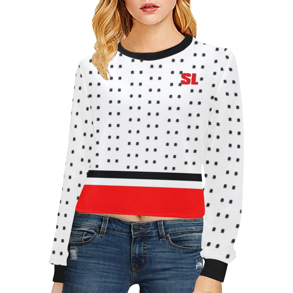 Polka Stripe Cropped Sweatshirt [White] e-joyer