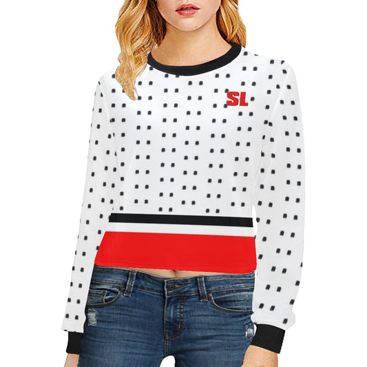 Polka Stripe Cropped Sweatshirt [White] e-joyer