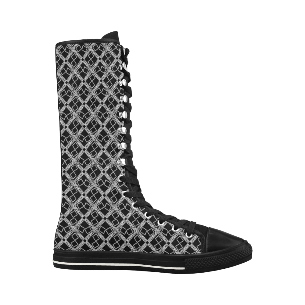 silver black logo xtra large panel 3.6 mb Canvas Long Boots For Women Model 7013H e-joyer