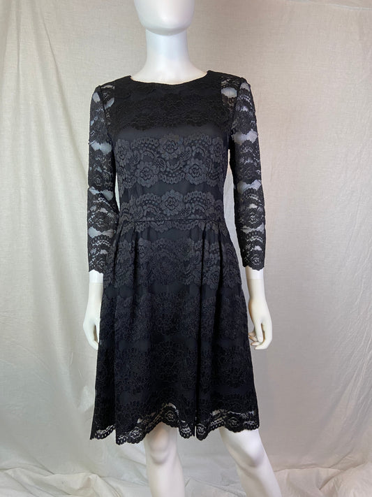 Tahari Black Lace Fitted Waist Dress ABBY ESSIE STUDIOS