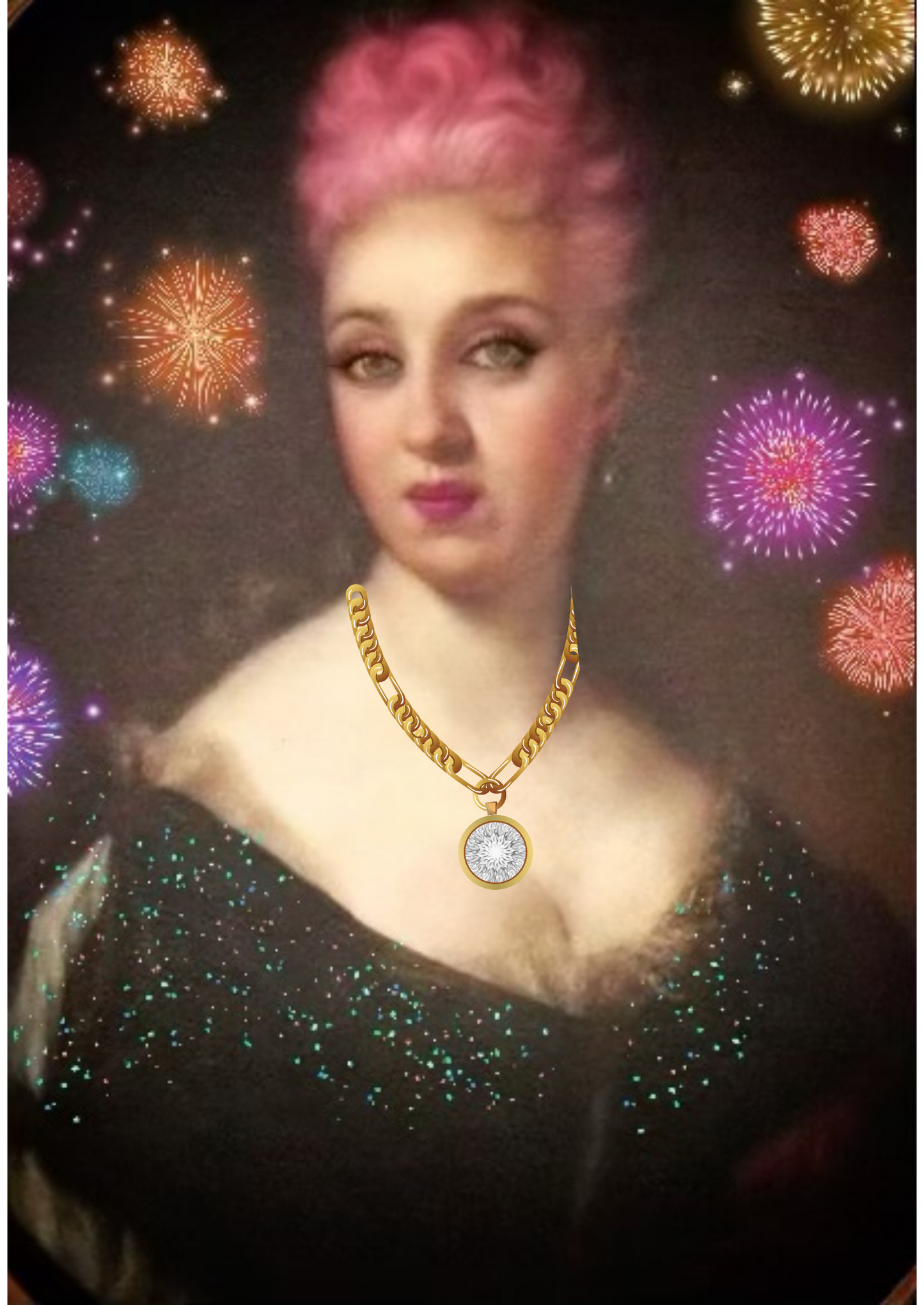 Modern Baroque Pink Lady Fireworks Print by Suga Lane ABBY ESSIE STUDIOS