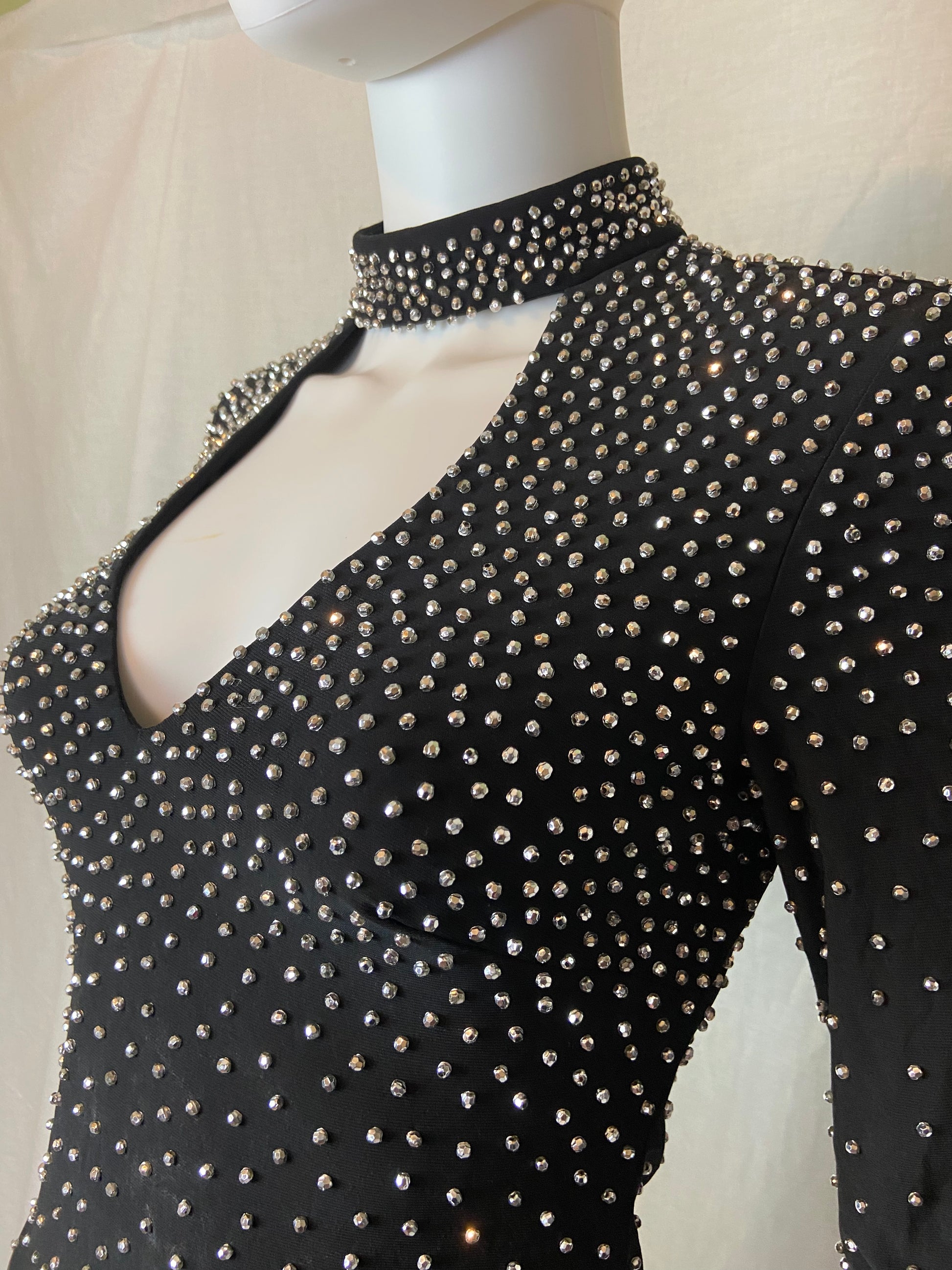 Studded Black Silver Goth Dress M ABBY ESSIE STUDIOS
