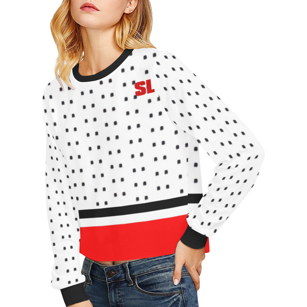 Polka Stripe Cropped Sweatshirt [White] e-joyer