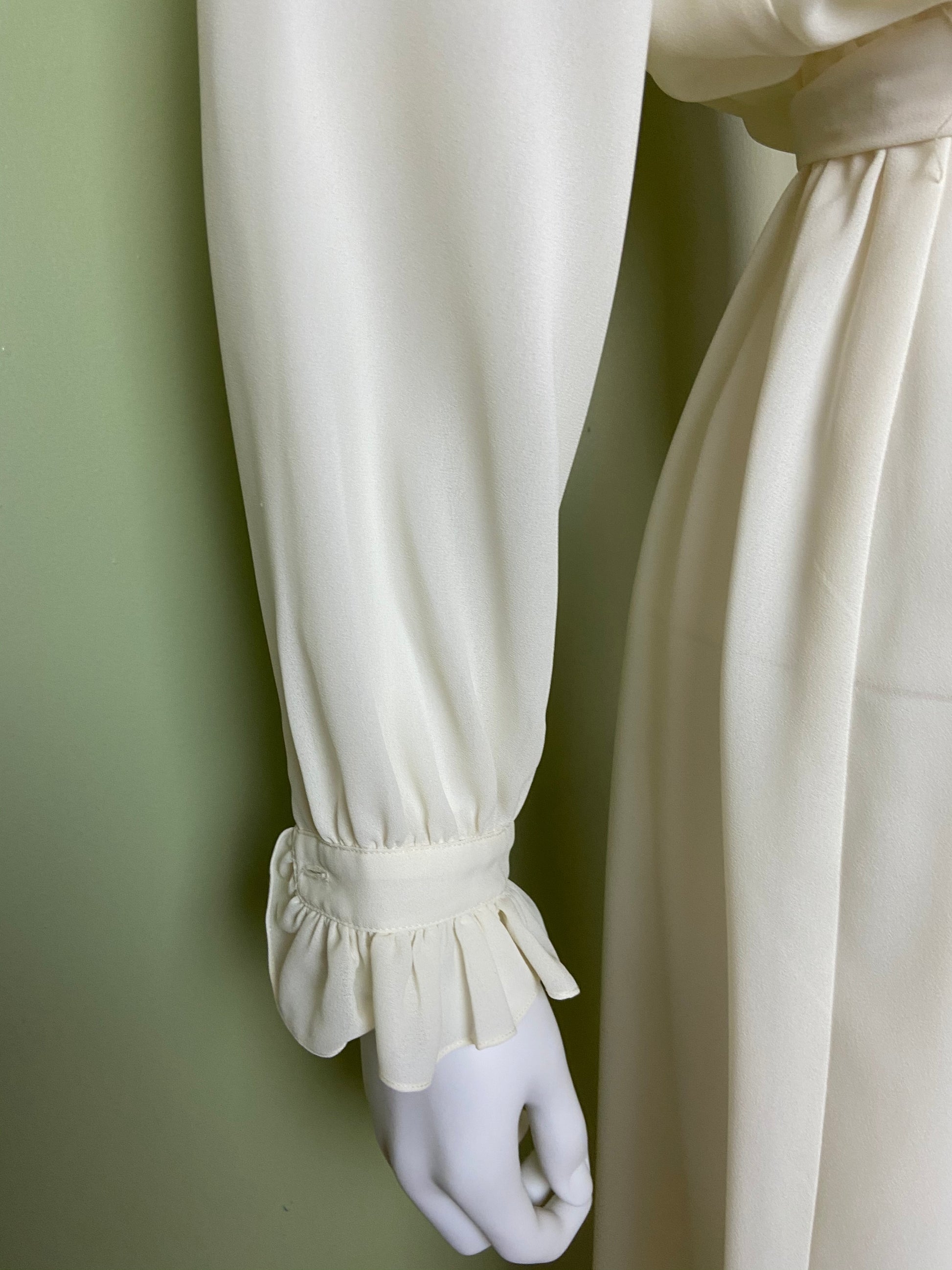 Vintage Astor One White Sheer Ruffle Pleated Fluid Disco Dress Abby Essie