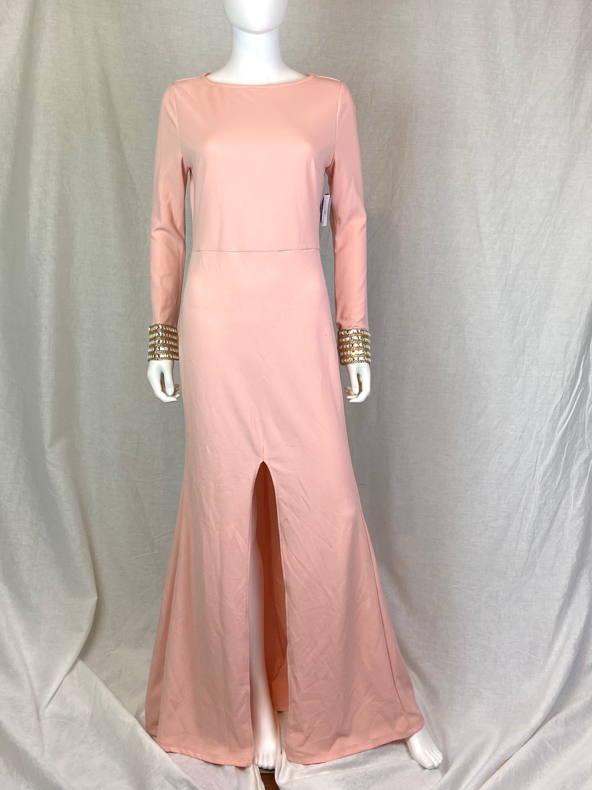 New Windsor Long Pink Beaded Gown Dress ABBY ESSIE STUDIOS