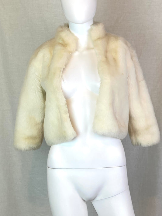 Girls White Faux Fur Coat 5-6yrs Small ABBY ESSIE STUDIOS