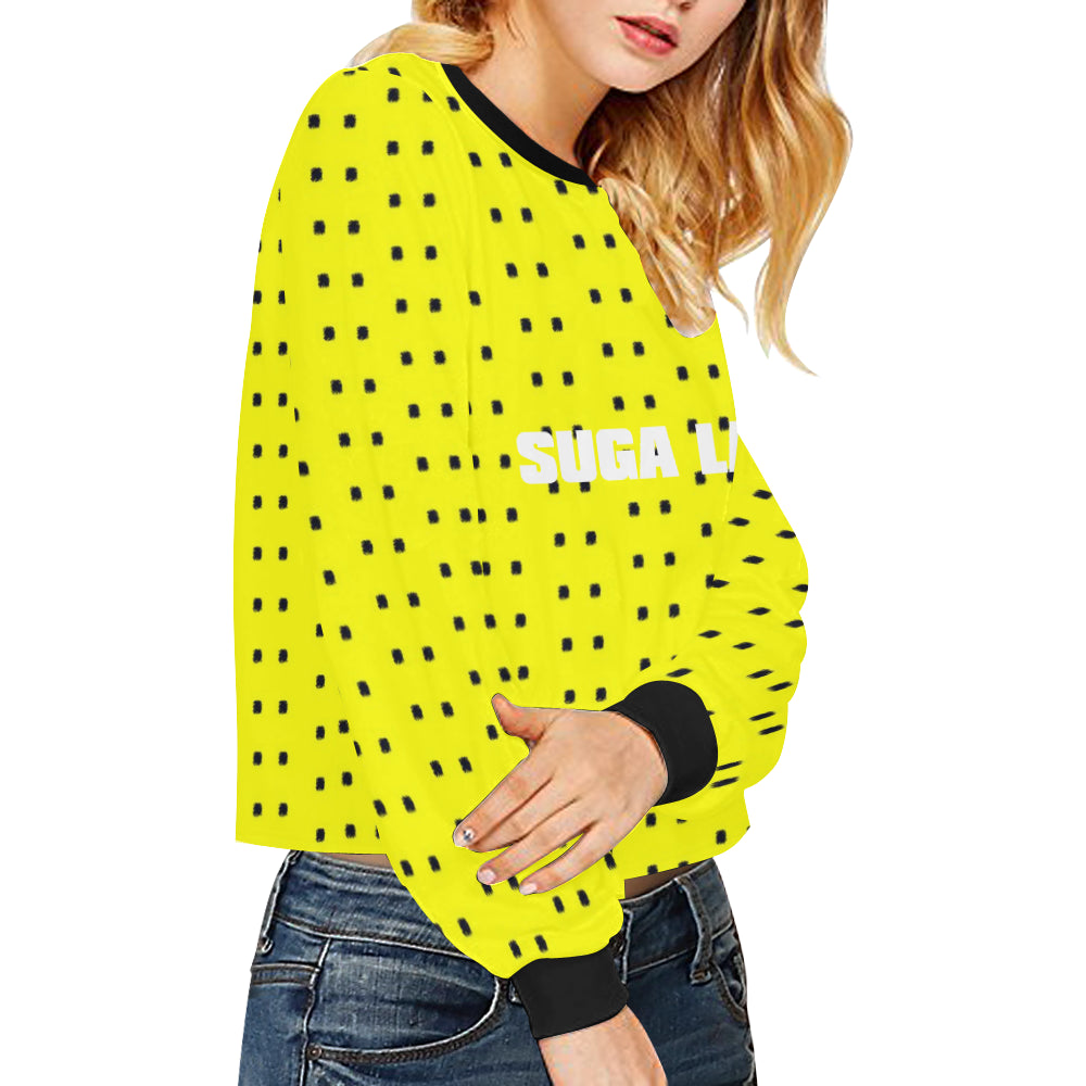 Polka Stripe Cropped Sweatshirt [Yellow] e-joyer