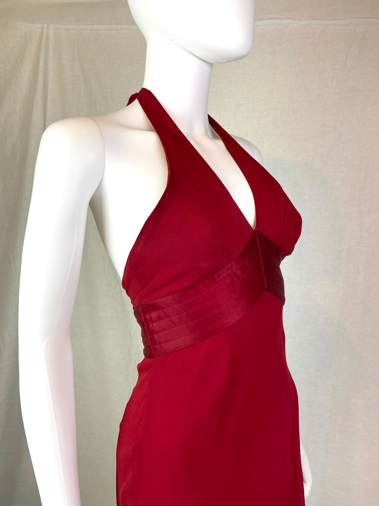 Vintage Express Red Silk Marilyn Monroe Halter Dress