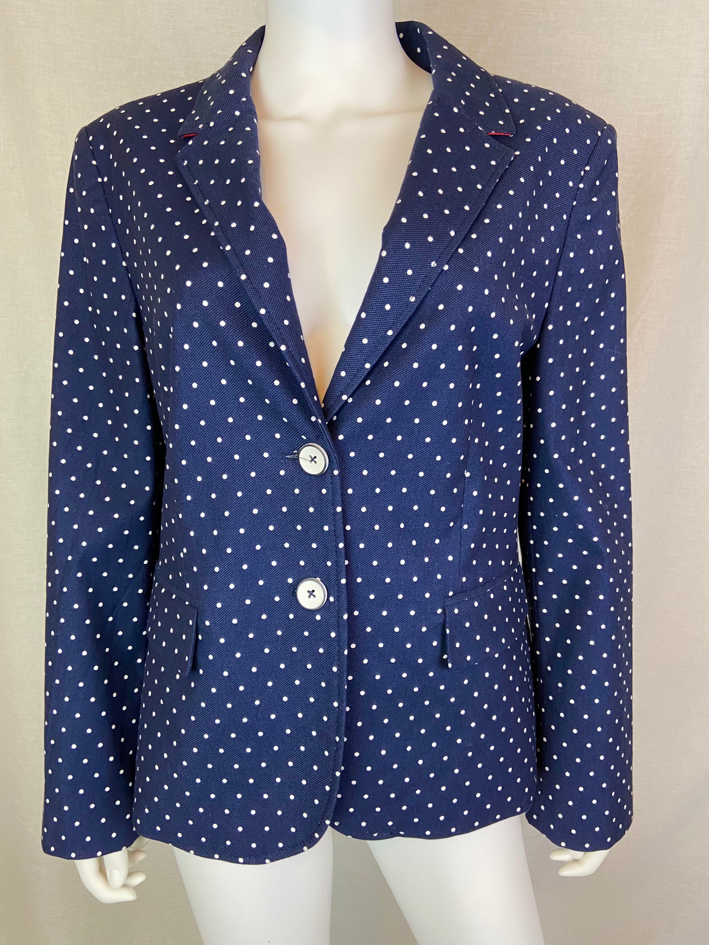 NEW TOMMY HILFIGER Navy Blue Polka Dot Blazer 16