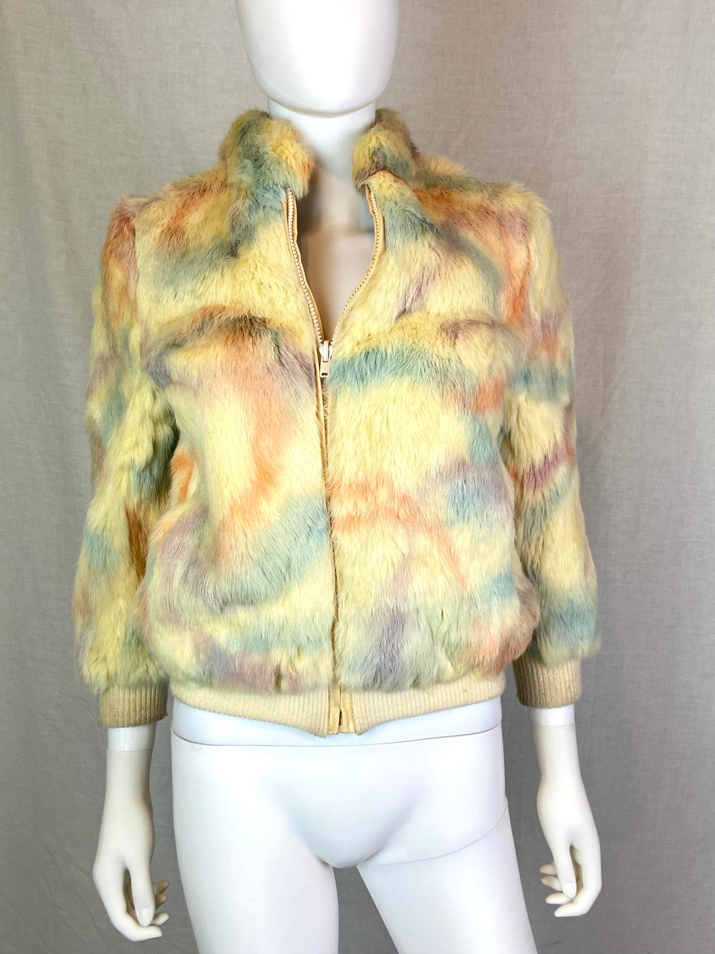 Vintage Comex Rainbow Tie Dye Fur Coat