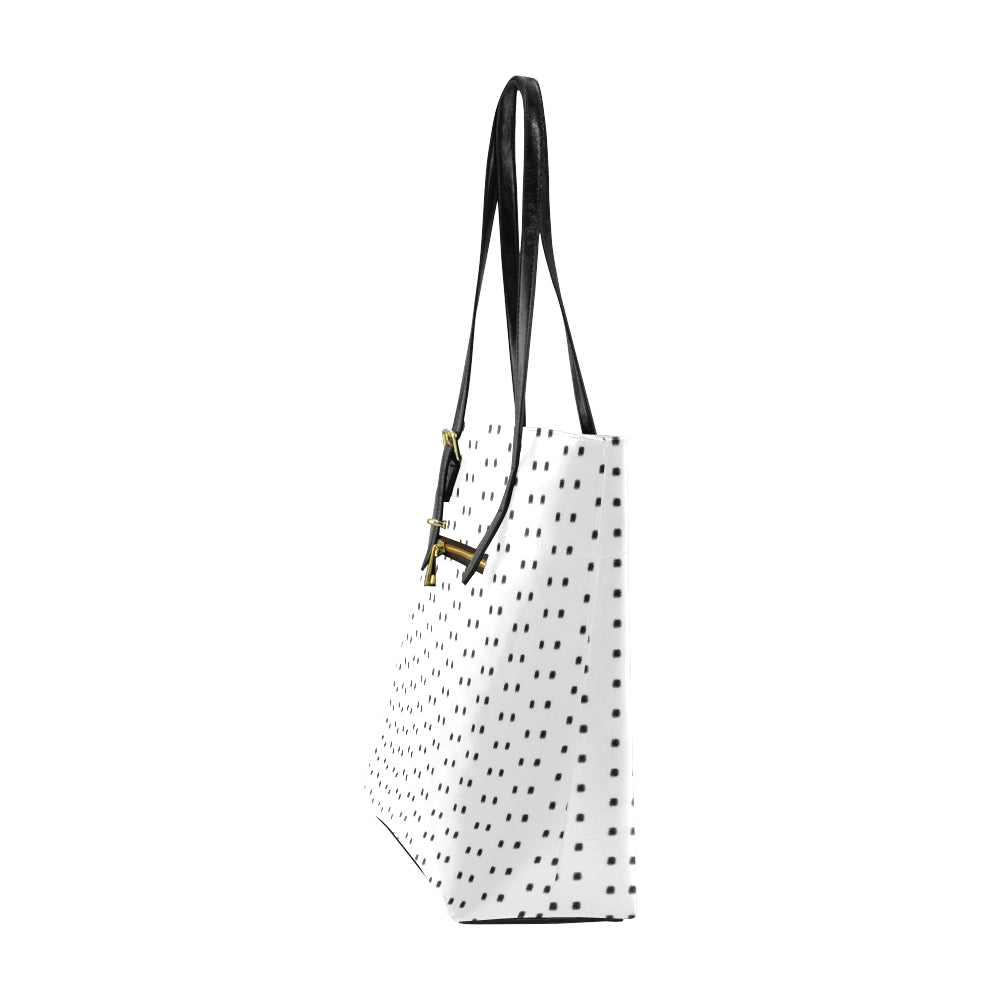 Polka Stripe Classic Leather Tote Bag e-joyer