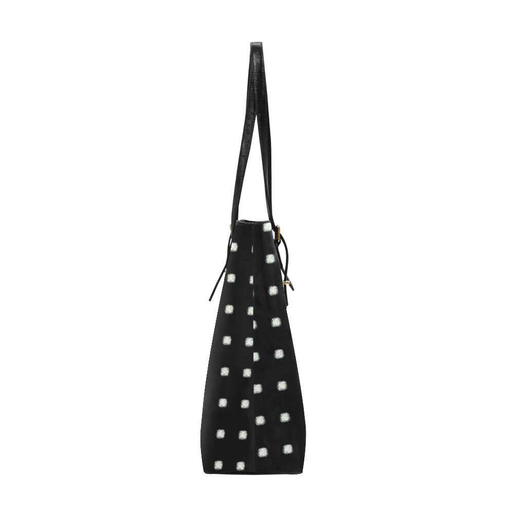 Polka Stripe Classic Leather Tote Bag e-joyer