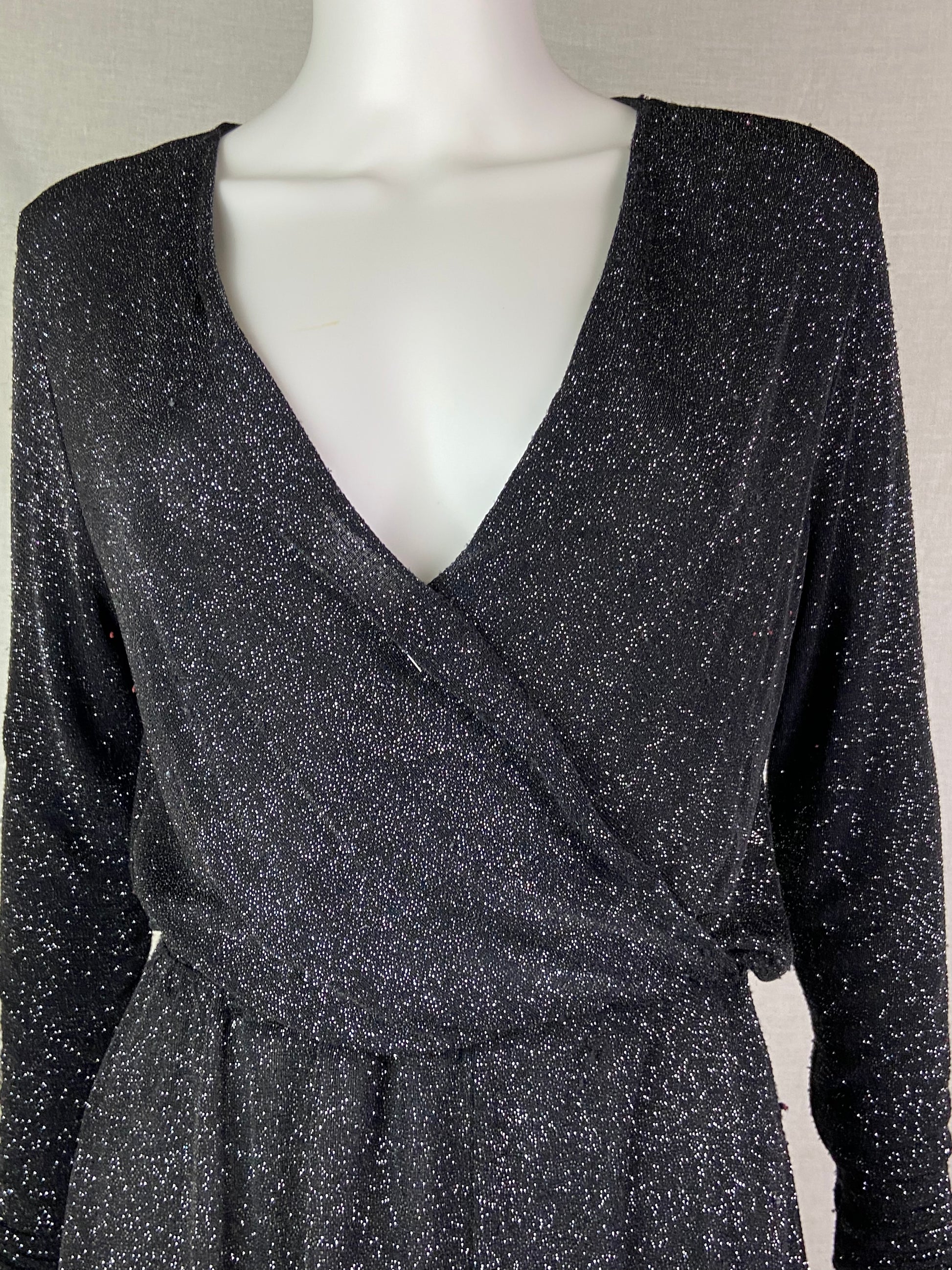 Charlotte Russe Black Glitter Plunge Shorts Romper ABBY ESSIE STUDIOS