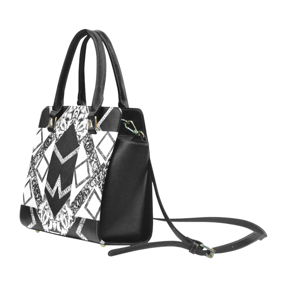 black white premium vip logo 5120x2565 1.2 mb repe Rivet Shoulder Handbag (Model 1645) e-joyer